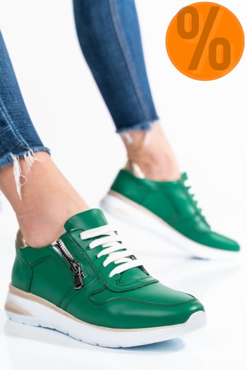 Pantofi sport verzi piele naturala 231687np