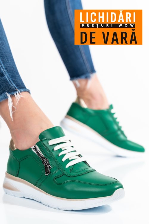 Pantofi sport verzi piele naturala 231687np