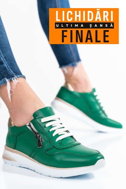 Pantofi sport verzi piele naturala 231687np