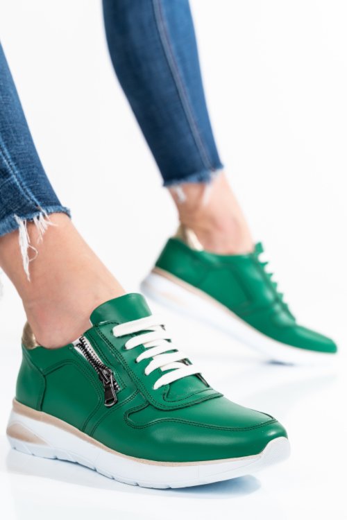 Pantofi sport verzi piele naturala 231687np