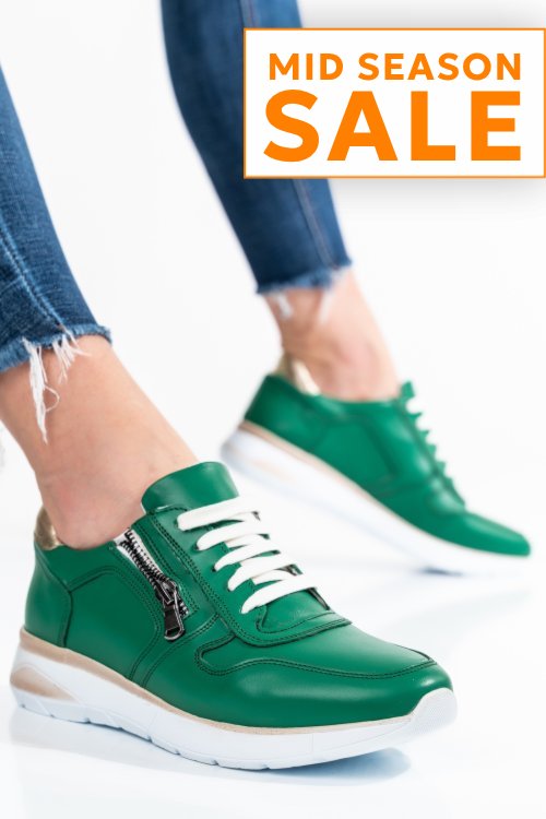 Pantofi sport verzi piele naturala 231687np