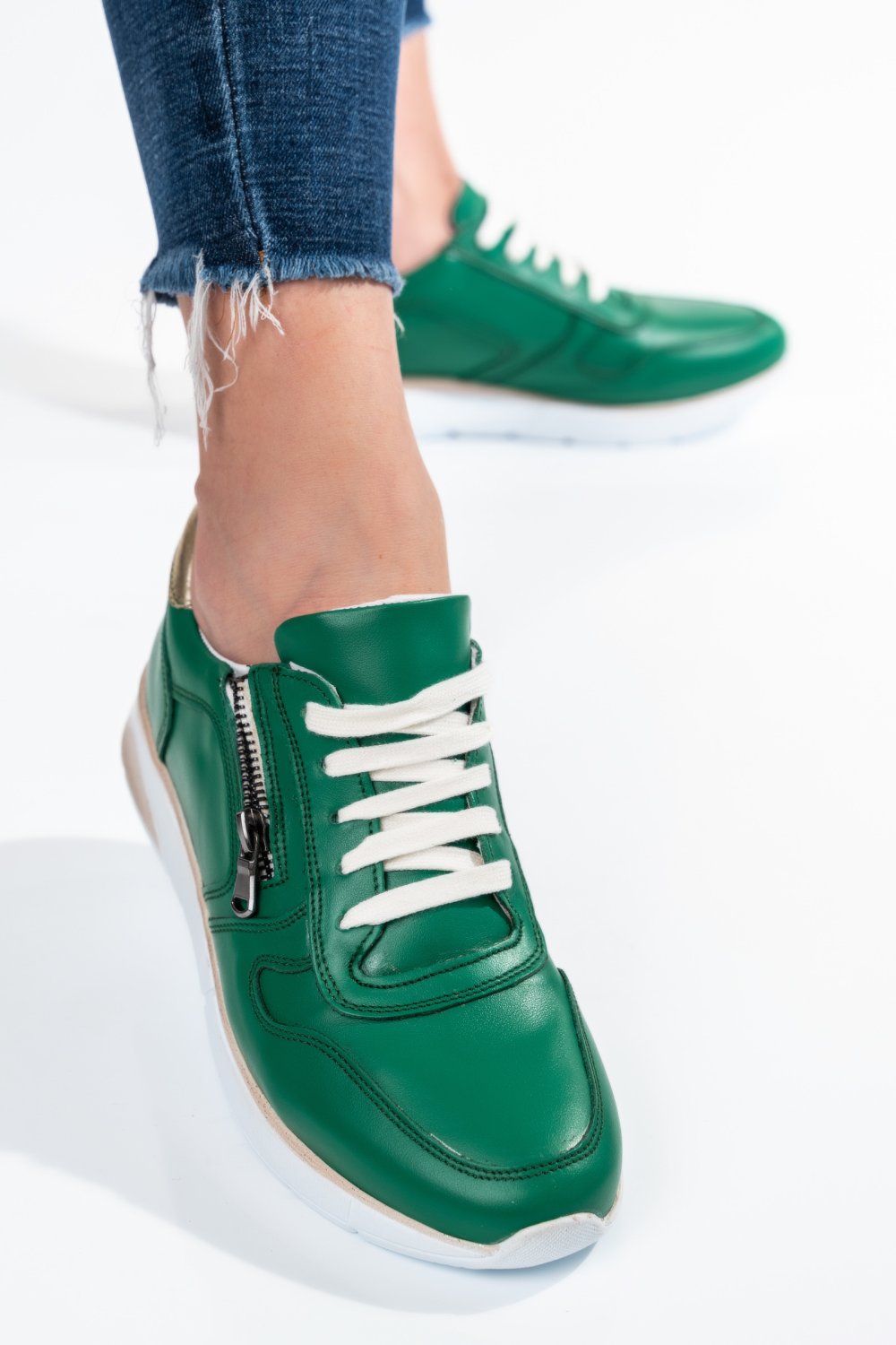 PANTOFI SPORT VERZI PIELE NATURALA 231687NP