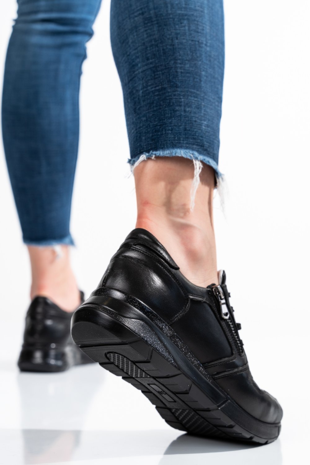 PANTOFI SPORT NEGRI PIELE NATURALA 231687NP