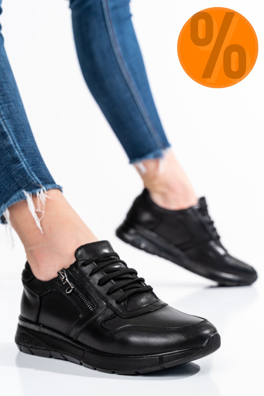 PANTOFI SPORT NEGRI PIELE NATURALA 231687NP