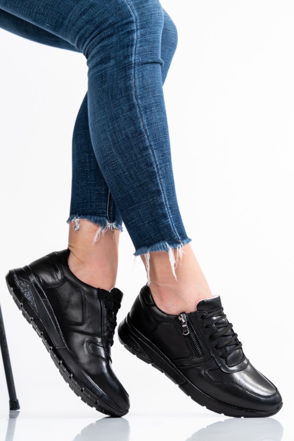 PANTOFI SPORT NEGRI PIELE NATURALA 231687NP