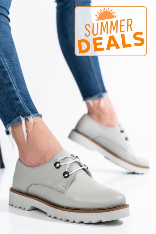 Pantofi gri piele naturala 2s7702686
