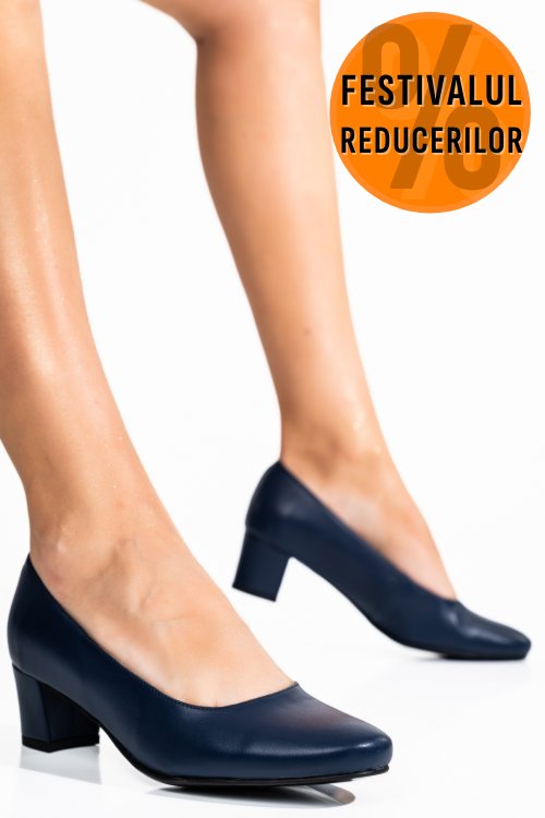 Pantofi navy piele naturala mosa