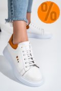 PANTOFI SPORT ALB PORTOCALIU PIELE NATURALA BS77GO109