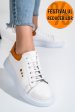 Pantofi sport alb portocaliu piele naturala bs77go109