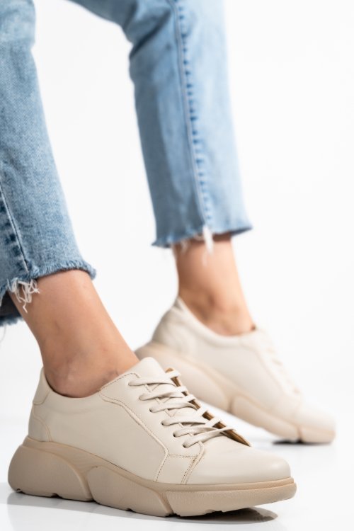 Pantofi sport bej piele naturala 3s77011b