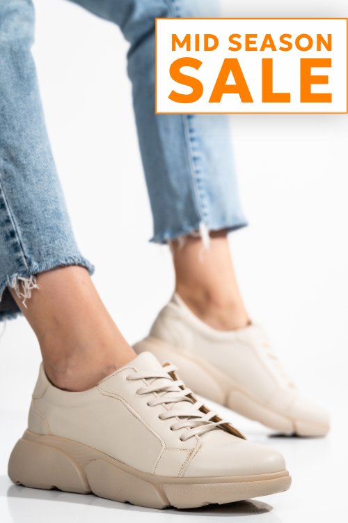 Pantofi sport bej piele naturala 3s77011b
