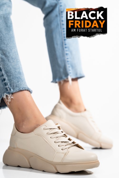 Pantofi sport bej piele naturala 3s77011b