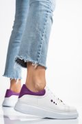 PANTOFI SPORT ALB MOV PIELE NATURALA BS77GO109
