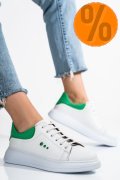 PANTOFI SPORT ALB VERDE PIELE NATURALA BS77GO109