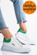 PANTOFI SPORT ALB VERDE PIELE NATURALA BS77GO109