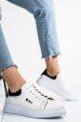 Pantofi sport femei piele naturala alb negru bs77go109
