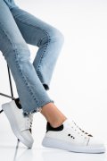 PANTOFI SPORT FEMEI PIELE NATURALA ALB NEGRU BS77GO109