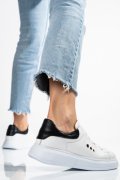 PANTOFI SPORT FEMEI PIELE NATURALA ALB NEGRU BS77GO109