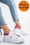 PANTOFI SPORT ALB FUCHSIA PIELE NATURALA BS77GO109