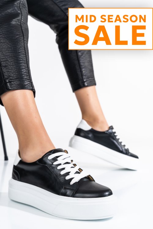Pantofi sport femei piele naturala negru alb 3s77000