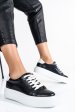 Pantofi sport femei piele naturala negru alb 3s77000