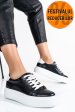 Pantofi sport femei piele naturala negru alb 3s77000
