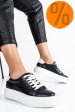 Pantofi sport femei piele naturala negru alb 3s77000
