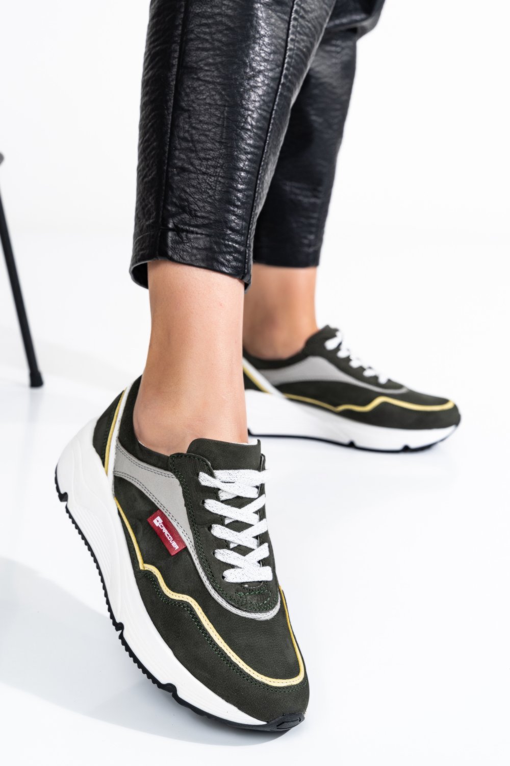 PANTOFI SPORT VERDE INCHIS PIELE NATURALA 3S7755265