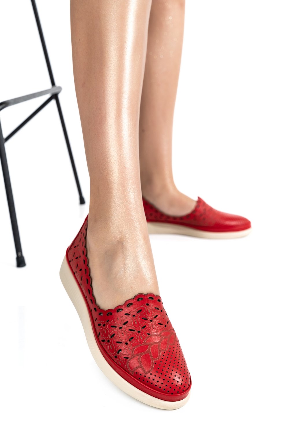 BALERINI ROSII PIELE NATURALA APCKB03