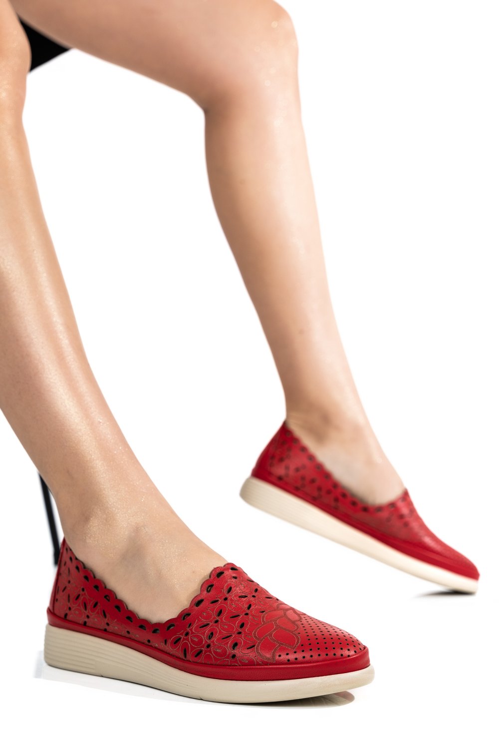 BALERINI ROSII PIELE NATURALA APCKB03