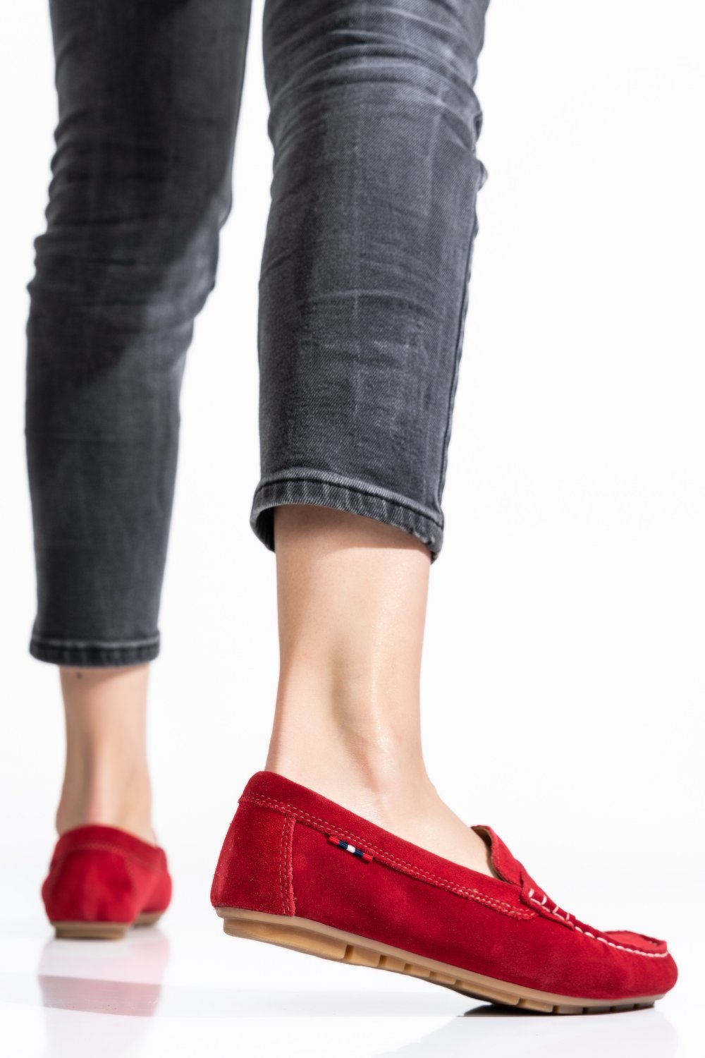 MOCASINI ROSII PIELE NATURALA INTOARSA US77B04-3102