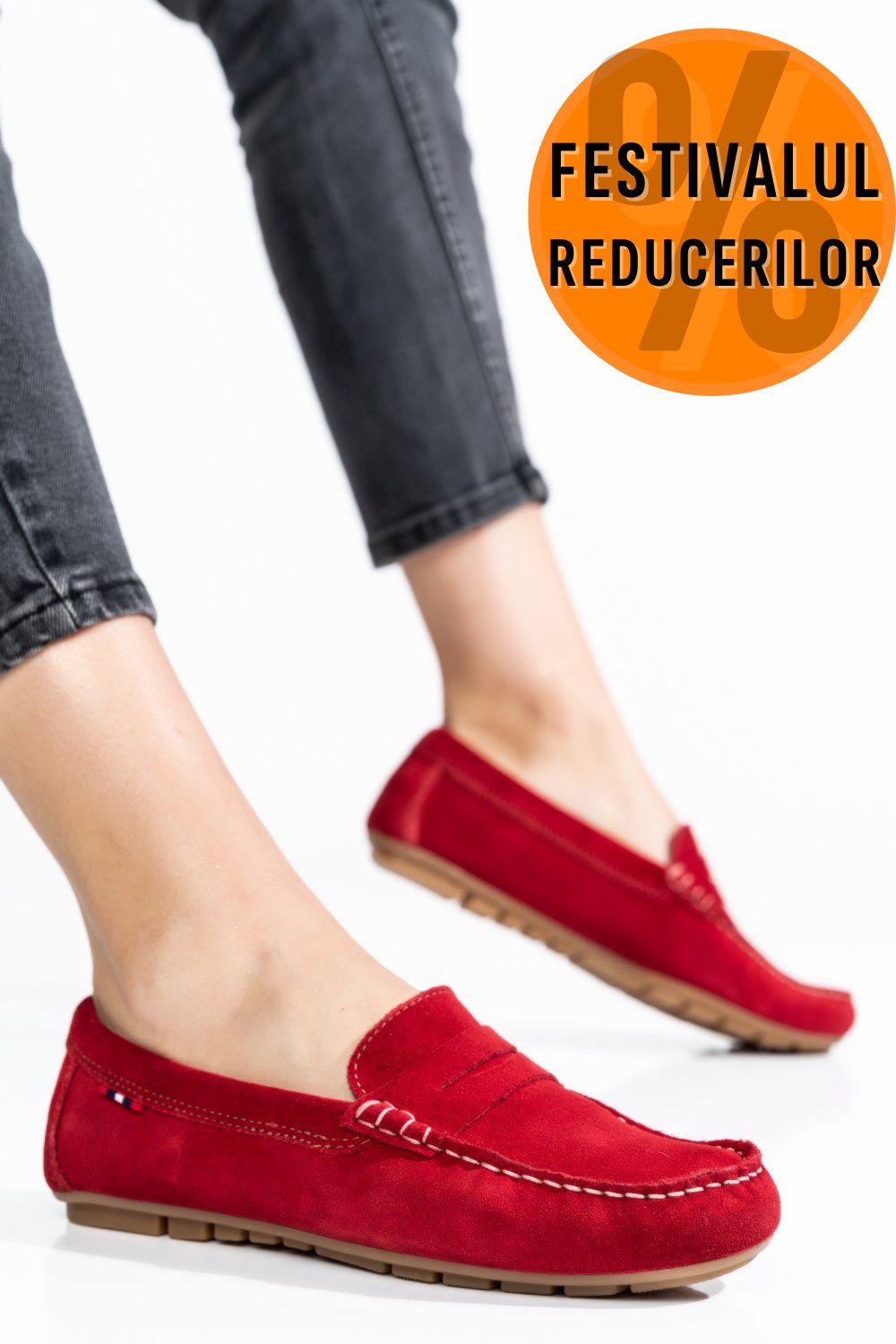 MOCASINI ROSII PIELE NATURALA INTOARSA US77B04-3102