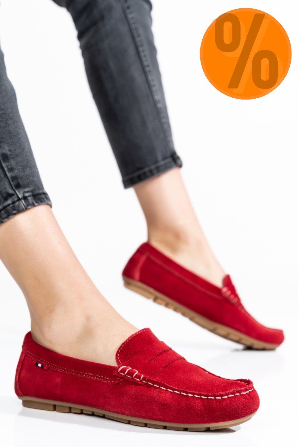 MOCASINI ROSII PIELE NATURALA INTOARSA US77B04-3102
