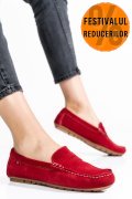 MOCASINI ROSII PIELE NATURALA INTOARSA US77B04-3102