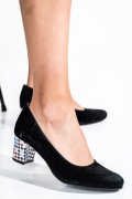 PANTOFI NEGRI TOC CARO PIELE NATURALA INTOARSA 1S77500