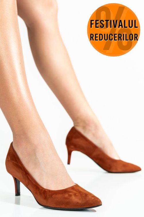 Pantofi dama guban piele naturala intoarsa  maro 3s77514