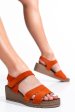 Sandale portocalii piele naturala intoarsa 6sp195360