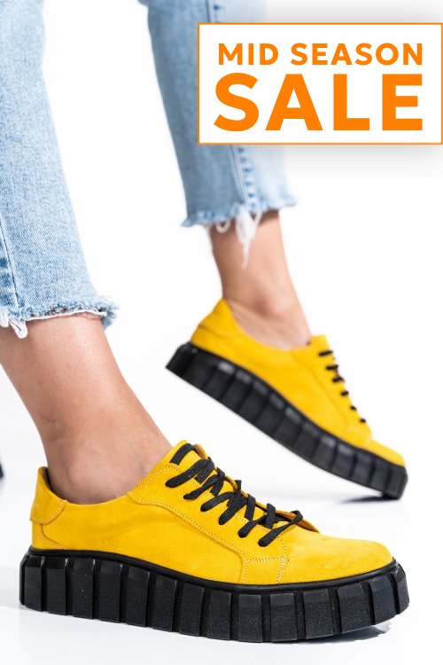 Pantofi sport galbeni piele naturala intoarsa 3s77011