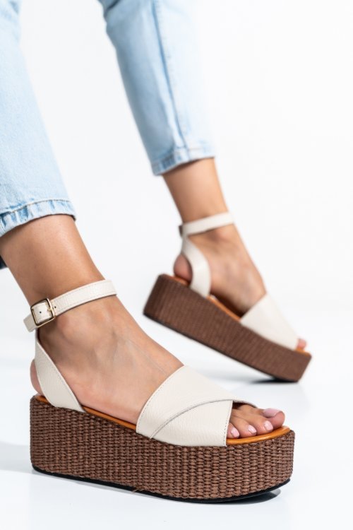 Sandale bej piele naturala ns77r1pat