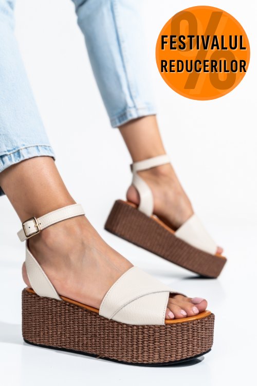 Sandale bej piele naturala ns77r1pat