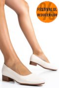 PANTOFI DAMA PIELE NATURALA BEJ TOC MIC 2S77040B