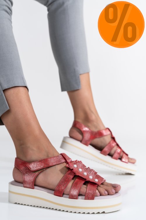 Sandale rosii piele naturala 9k69