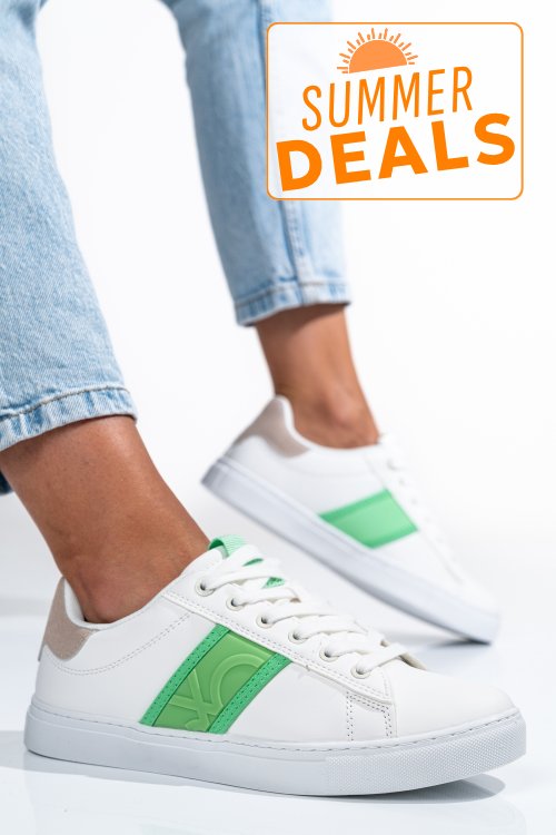 Beneton, pantofi sport white green btw314120