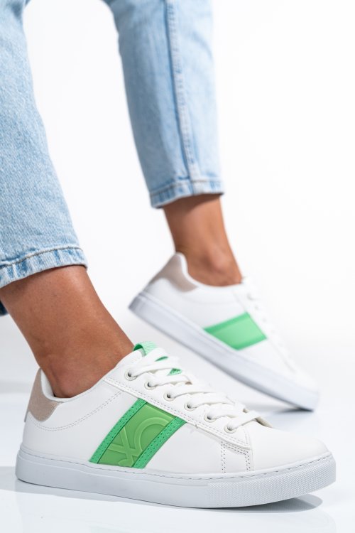 Beneton, pantofi sport white green btw314120