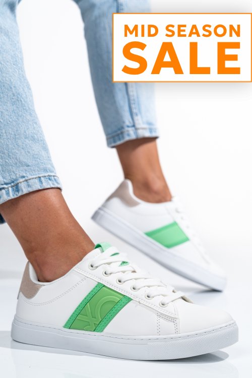 Beneton, pantofi sport white green btw314120