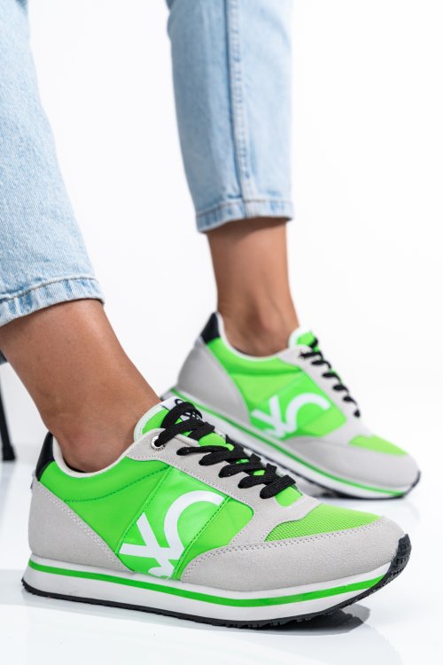 Beneton, pantofi sport green white btw313101