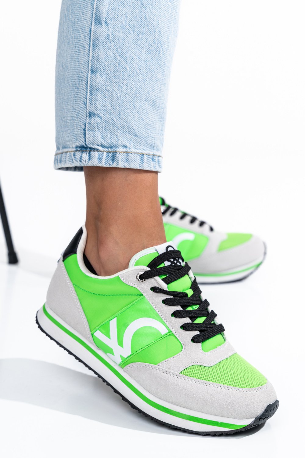 BENETON, PANTOFI SPORT GREEN WHITE BTW313101