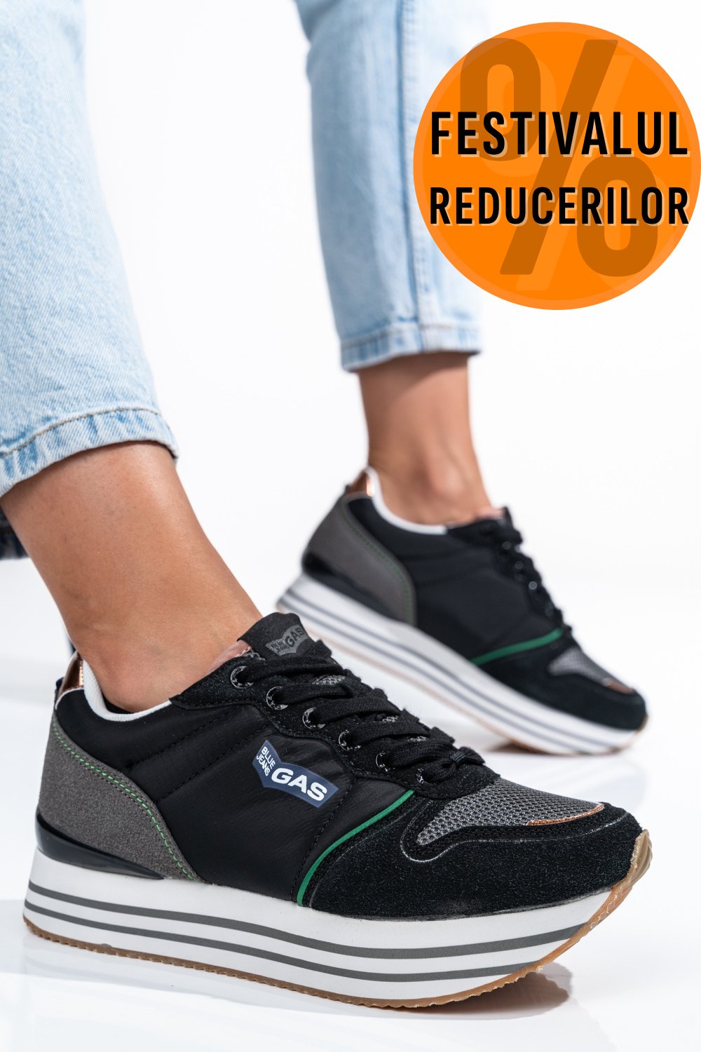 GAS, PANTOFI SPORT BLACK GAW313911