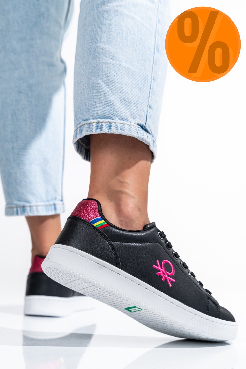 BENETON, PANTOFI SPORT BLACK FUCHSIA BTW314000