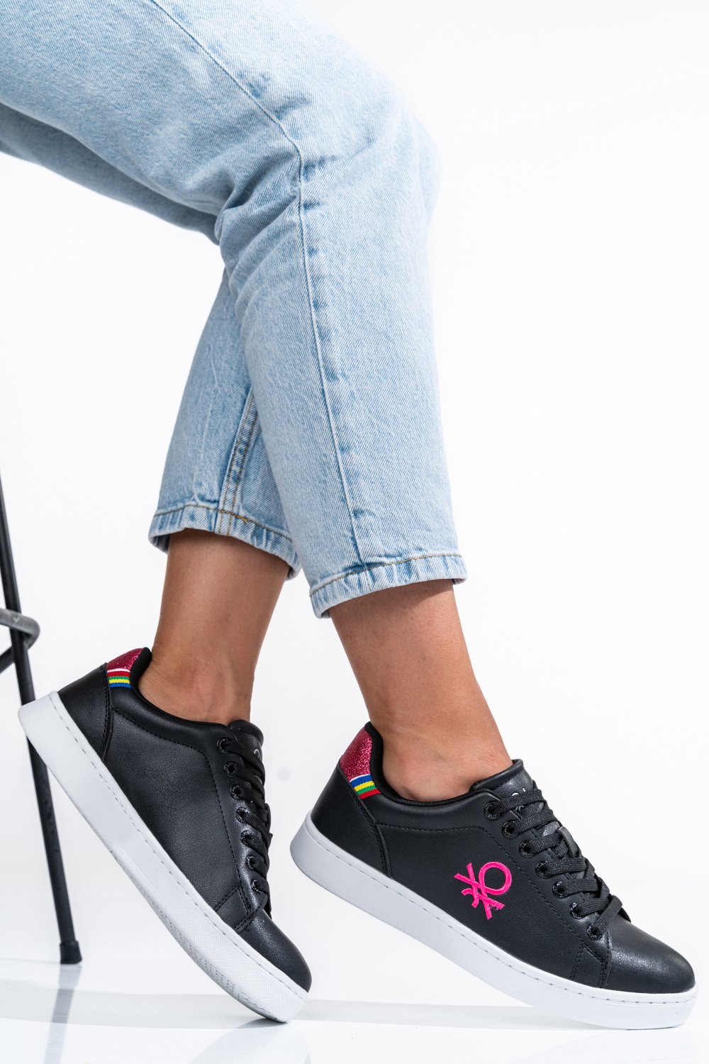 BENETON, PANTOFI SPORT BLACK FUCHSIA BTW314000
